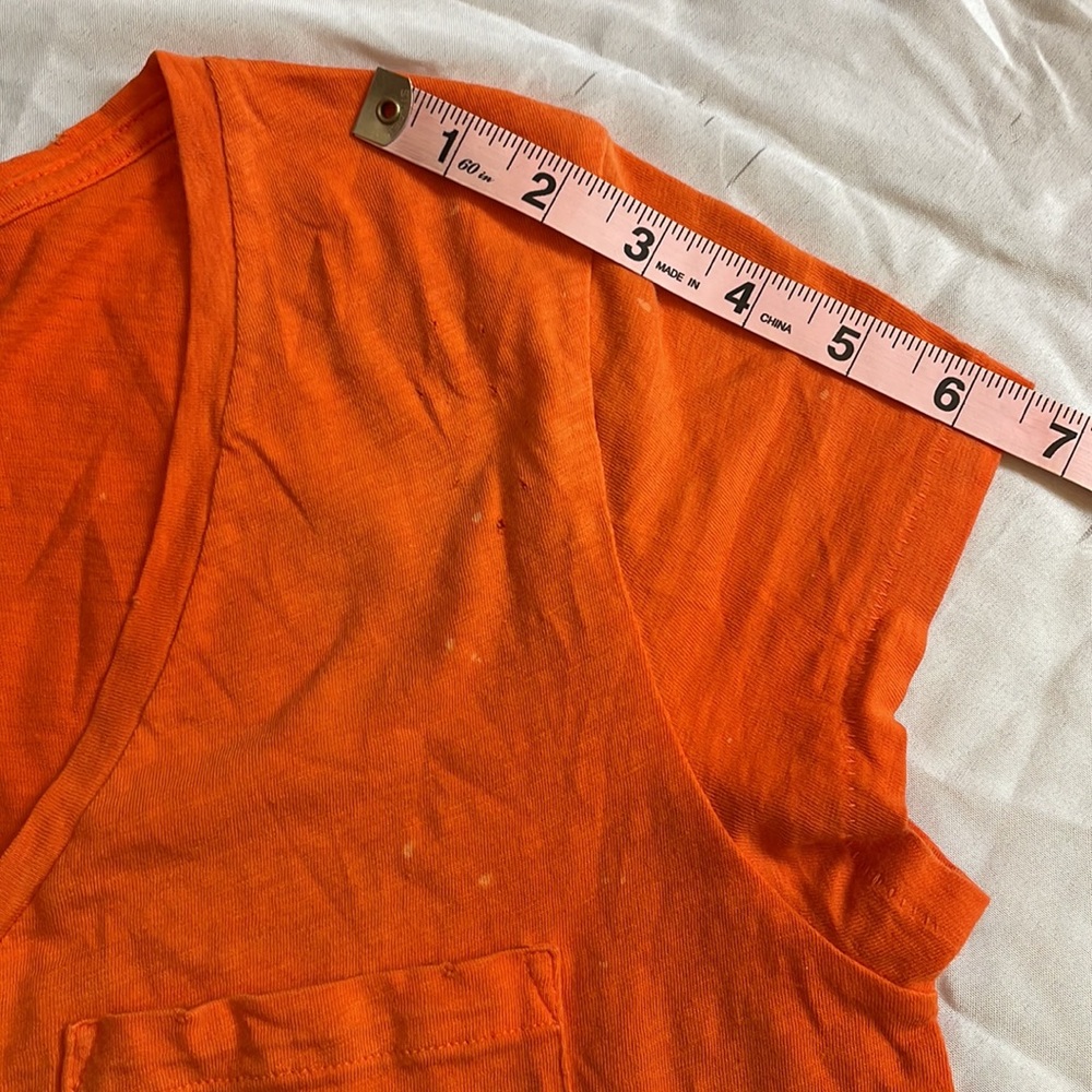 Polo Ralph Lauren Distressed Deep V-Neck Orange T-Shirt - Picture 9 of 13